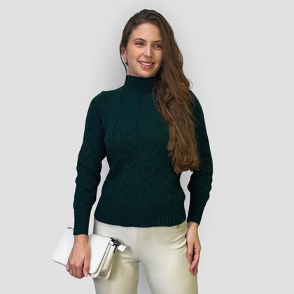 Imagem de Suéter Casual Feminino Tricô Trançado Elegante Inverno Macio