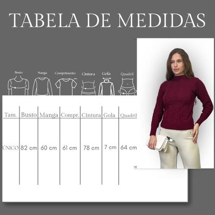 Imagem de Suéter Casual Feminino Tricô Trançado Elegante Inverno Macio