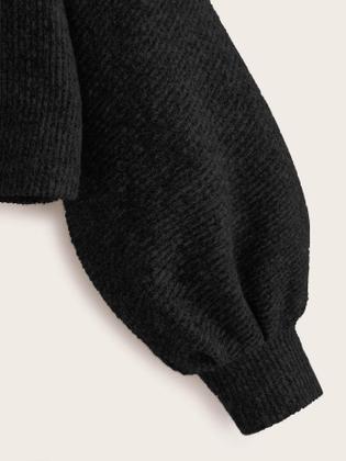 Imagem de Suéter curto SweatyRocks Casual com gola redonda e malha canelada