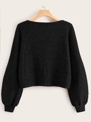 Imagem de Suéter curto SweatyRocks Casual com gola redonda e malha canelada