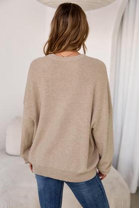 Imagem de Suéter feminino de grandes dimensões Arach&Cloz, mistura de lã em forma de asa de morcego