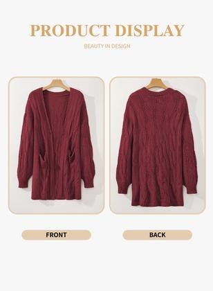 Imagem de Suéter feminino Eytino Plus Size Chunky Knit vermelho 5X