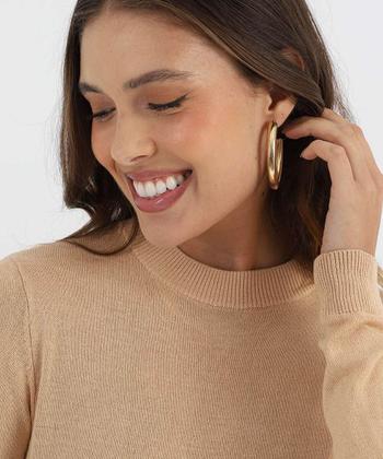 Imagem de Suéter Feminino Liso Gola Careca Marisa Bege-49145