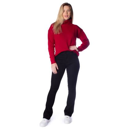 Imagem de Suéter Feminino Oliveira Malhas com Gola Alta em Tricot Bordo