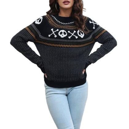 Imagem de Suéter feminino vintage de bolinhas JUNBOON Halloween Ghost