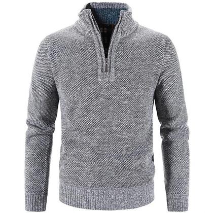 Imagem de Suéter Masculino De Lã Com Gola Alta E Zíper, Slim Fit, Tricotado Para O Inverno E Primavera