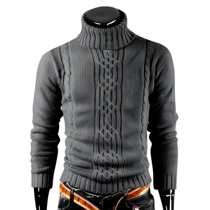 Imagem de Suéter Masculino De Tricô Gola Alta Manga Longa Quente Estilo Retrô Outono Inverno