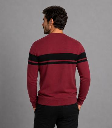 Imagem de Suéter Masculino Listrado Tricot Diametro Vermelho