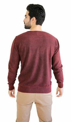 Imagem de Suéter Tricot Masculino Algodão Vinho Listras