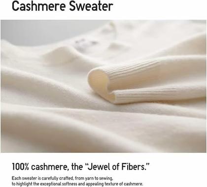 Imagem de Suéteres de caxemira Aurystza para mulheres com gola redonda laranja