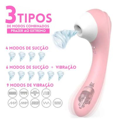 Imagem de Sugador Vibrador Clitóris Penetrável Simula Oral Pulsador