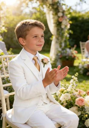Imagem de Suit Trasign Boys Champagne Linen, 4 peças, tamanho 12, verão