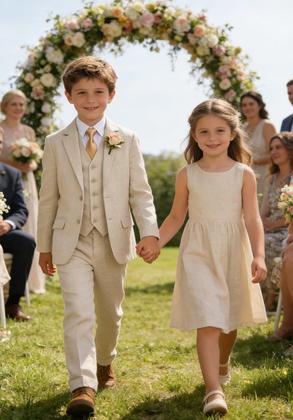 Imagem de Suit Trasign Boys Champagne Linen, 4 peças, tamanho 12, verão