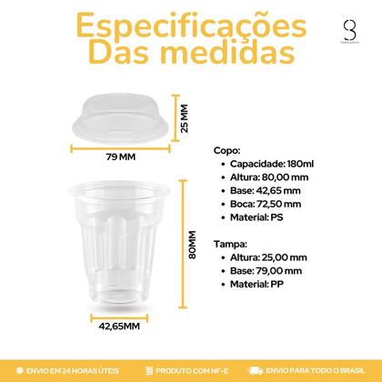 Imagem de Sundae Copo Descartável Tampa 180ml Translúcido Sorvete 200U