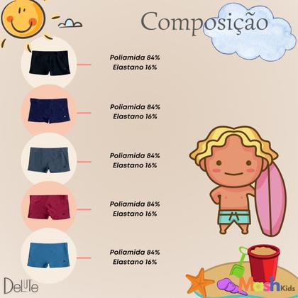 Imagem de Sunga Boxer Box Lisa Infantil Kids Mash Meninos Para Praia Piscina Verao Cores Basicas