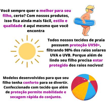 Imagem de Sunga de praia menino infantil boxer forrada 0 a 16 anos