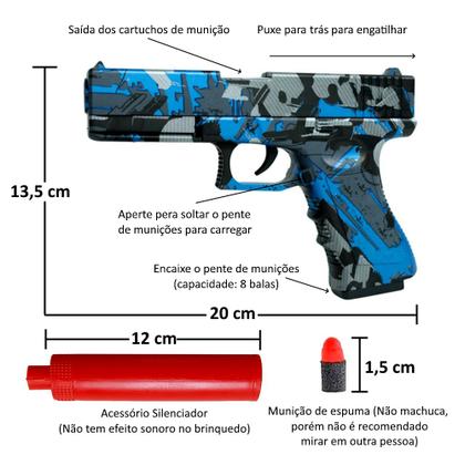 Imagem de Super Arminha de Brinquedo Lançador de Dardos com Capsolas Glok Exército Infantil