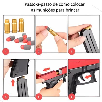 Imagem de Super Arminha de Brinquedo Lançador de Dardos com Capsolas Glok Exército Infantil