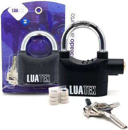 Imagem de Super Cadeado com Alarme Sonoro Lua Tek  Antifurto, à Prova de Chuva, com 3 Chaves