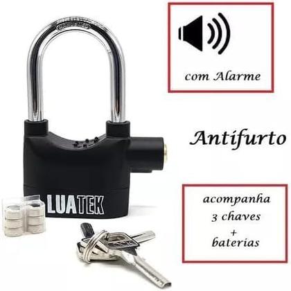Imagem de Super Cadeado com Alarme Sonoro Lua Tek  Antifurto, à Prova de Chuva, com 3 Chaves