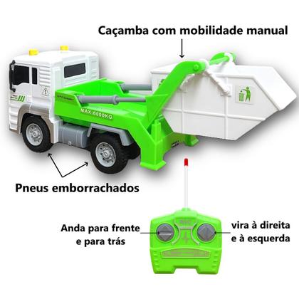 Imagem de Super Caminhão de Lixo Caçamba de Controle Remoto Com Farol
