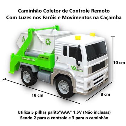 Imagem de Super Caminhão de Lixo Caçamba de Controle Remoto Com Farol