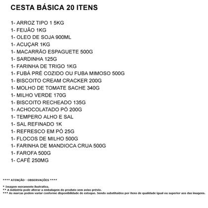 Imagem de Super Cesta Básica de Alimentos com 20 Itens de Qualidade