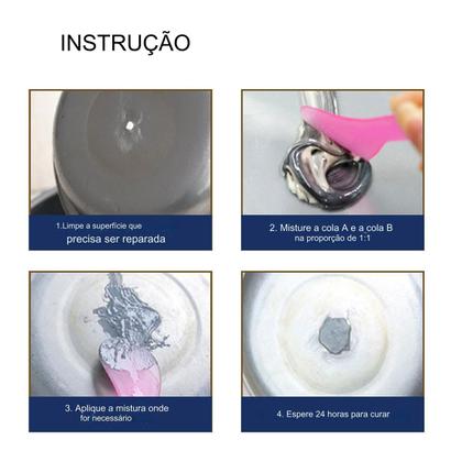 Imagem de Super Cola Epoxi Aço Aluminio Metal Vazamento Reparo Secagem Rapida Resistente Multiuso