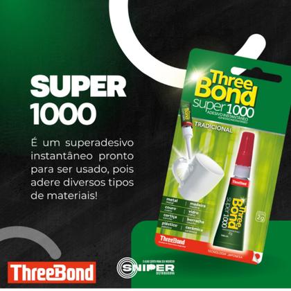 Imagem de Super Cola Tudo Adesiva 2gr Threebond Super 1000 Unitário