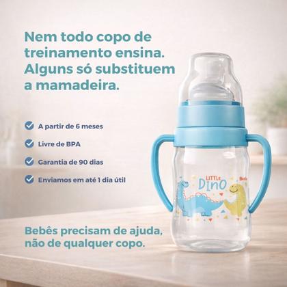 Imagem de Super Copo de Treinamento Infantil 300ml Com Alça e Bico Flexível Little Dino BabyGo