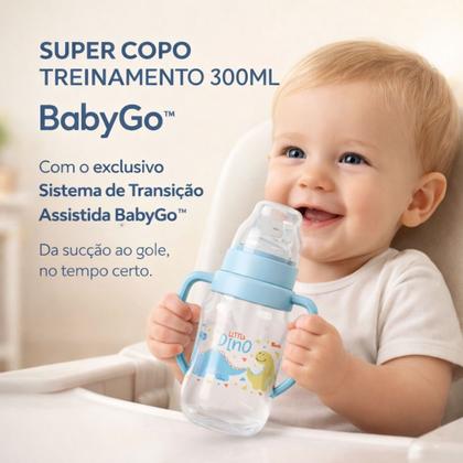Imagem de Super Copo de Treinamento Infantil 300ml Com Alça e Bico Flexível Little Dino BabyGo