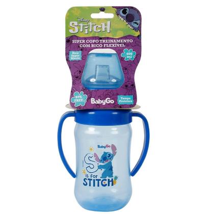 Imagem de Super Copo Treinamento 300ml C/ Alça e Bico Flexível Stitch Disney BabyGo