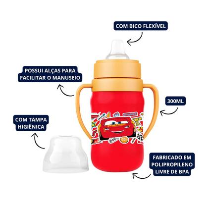 Imagem de Super Copo Treinamento 300ml com Alça e Bico Flexível Carros Disney BabyGo