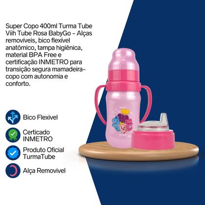 Imagem de Super Copo Treinamento TurmaTube ViihTube 400ml Rosa BabyGo