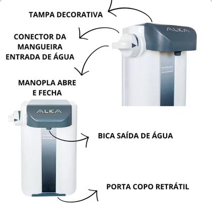 Imagem de Super Filtro Purificador Água Alcalino Bacteriológico Branco Mesa Parede Ph 9 Alka