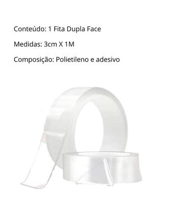 Imagem de Super Fita Dupla Face Adesiva Transparente Vedação 3m x 1M