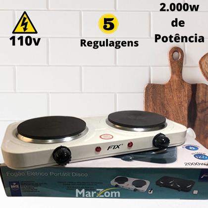 Imagem de Super Fogão Cooktop Elétrico Portátil 2 bocas 2000w - 110v