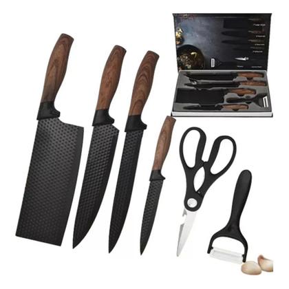 Imagem de Super jogo Faca Completo Cozinha 6pçs churrasco Aço Inoxidavel Gourmet