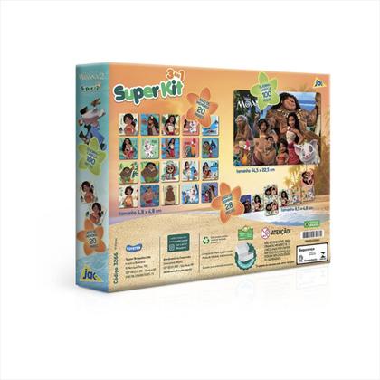 Imagem de Super Kit 3 em 1 Moana 2 Toyster  Quebra-Cabeça 100 Peças, Memória e Dominó  Infantil 6+ anos