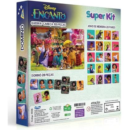 Imagem de Super Kit 3em1 -Disney Encanto-Quebra-Cabeça, Dominó Memória