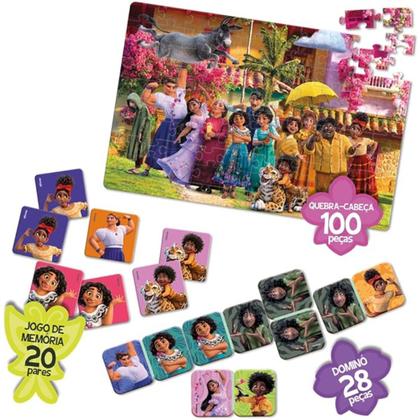 Imagem de Super Kit 3em1 -Disney Encanto-Quebra-Cabeça, Dominó Memória