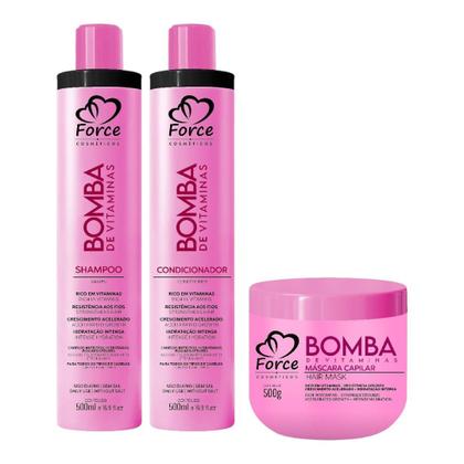 Imagem de Super Kit Bomba de Vitaminas Force Cosméticos  Crescimento, Força e Nutrição Completa