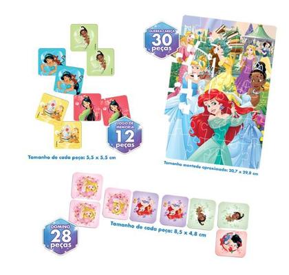 Imagem de Super Kit Disney Princesas QuebraCabeça/Dominó/Jogo Memória