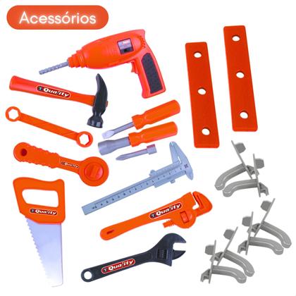 Super Kit Ferramenta Com Furadeira Brinquedo Infantil 53 Peças