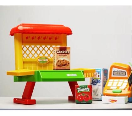 Imagem de Super Kit Mercadinho Bancada com Caixa Registradora