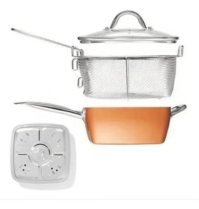 Imagem de Super Kit Panela Caçarola Fritadeira Titânio/Antiaderente