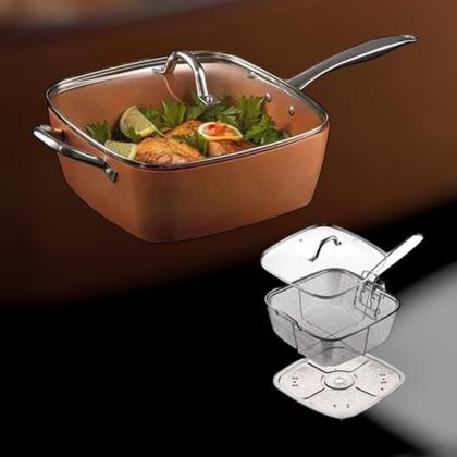 Imagem de Super Kit Panela Caçarola Fritadeira Titânio/Antiaderente