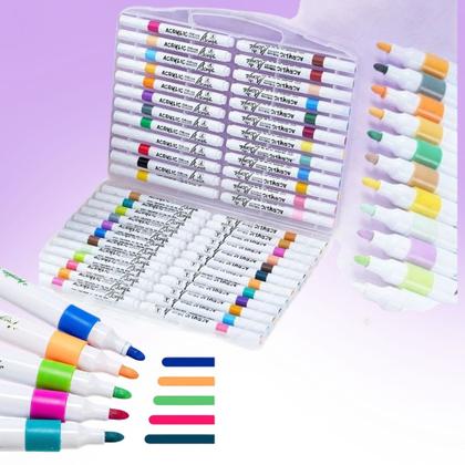Imagem de Super Kit Profissional Canetinhas Marca Texto 1linha Touch 60 Cores Acrilic Maker