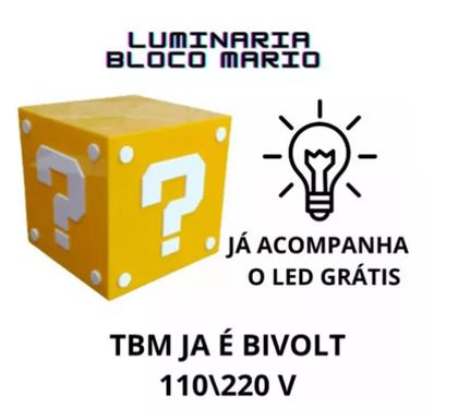 Imagem de Super Luminária De Mesa Bloco Charada Mario Bros Gamer Geek GRANDE