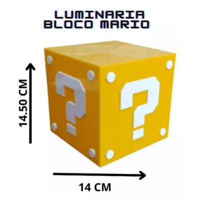 Imagem de Super Luminária De Mesa Bloco Charada Mario Bros Gamer Geek GRANDE